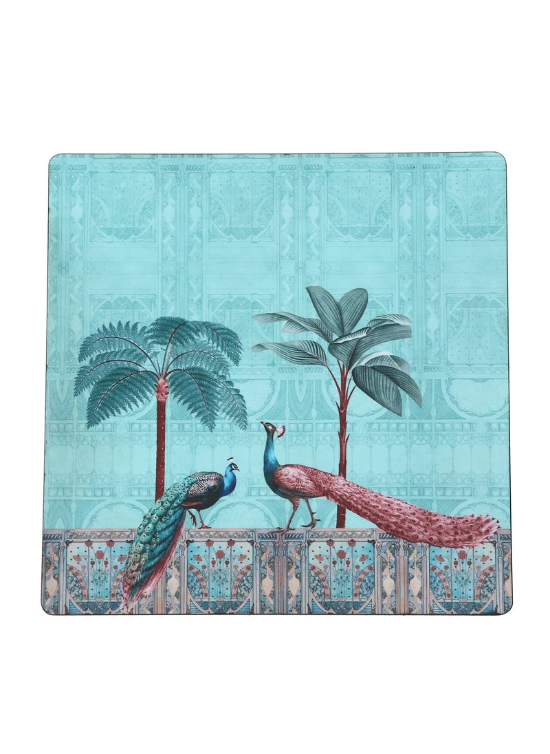 RF REINVENTION FACTORY Reinvention Factory Wooden MDF TrivetsHot Plates Set of 4 in Peacock Design Multicolor  - Image 2
