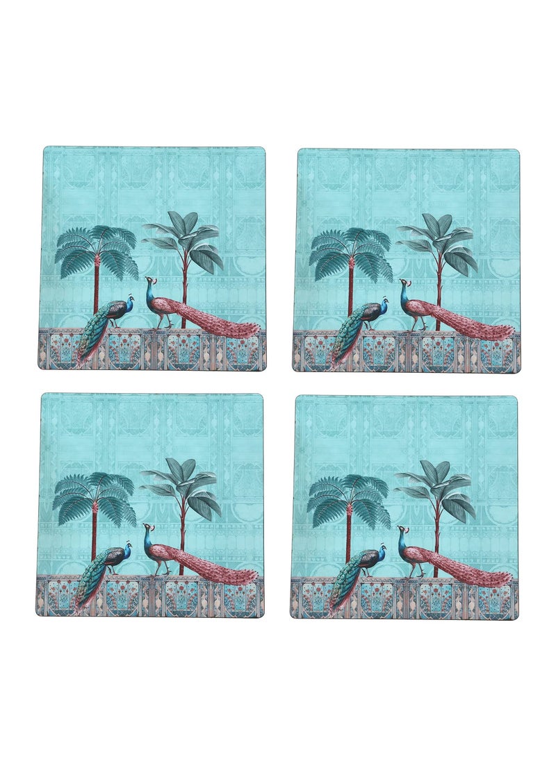 RF REINVENTION FACTORY Reinvention Factory Wooden MDF TrivetsHot Plates Set of 4 in Peacock Design Multicolor  - Image 5
