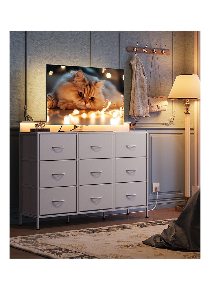 إن كي أكس خزانة تخزين ذات تسعة أدراج لغرفة المنزل الداخلية، مقاس 47 بوصة، لون أبيض - Image 2