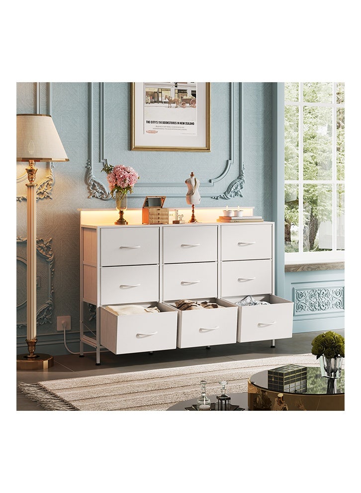 إن كي أكس خزانة تخزين ذات تسعة أدراج لغرفة المنزل الداخلية، مقاس 47 بوصة، لون أبيض - Image 3