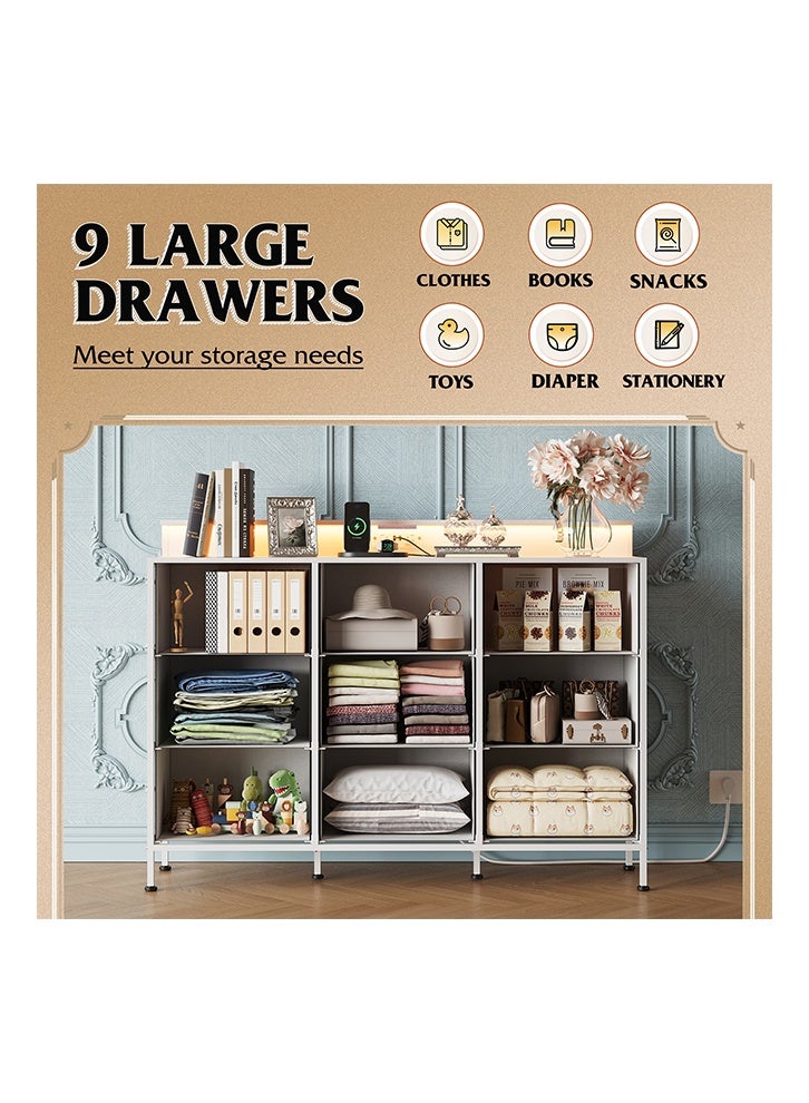 إن كي أكس خزانة تخزين ذات تسعة أدراج لغرفة المنزل الداخلية، مقاس 47 بوصة، لون أبيض - Image 4