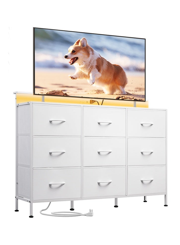 إن كي أكس خزانة تخزين ذات تسعة أدراج لغرفة المنزل الداخلية، مقاس 47 بوصة، لون أبيض - Image 1