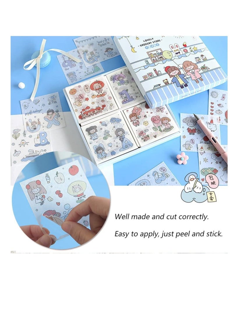 SYOSI 100 Sheets Small Cute Cartoon Character Plants Flowers Scrapbook Stickers, Kawaii Washi Stickers Photo Planner Stickers Party Favors Kid' Stickers for DIY Scrapbooking Embellishments Decorations  - Image 2