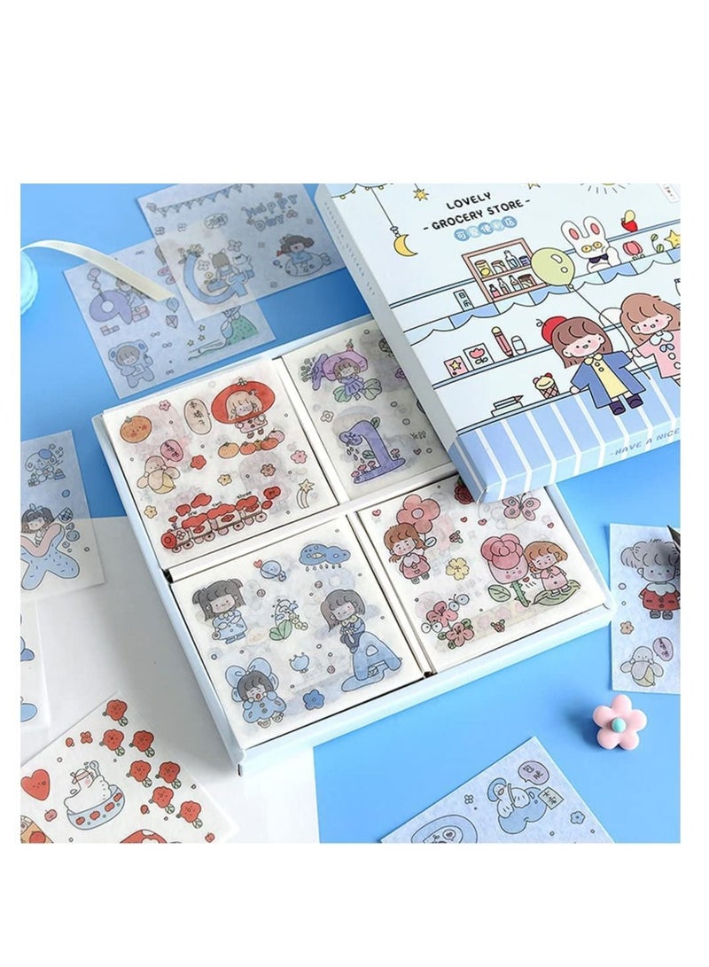 SYOSI 100 Sheets Small Cute Cartoon Character Plants Flowers Scrapbook Stickers, Kawaii Washi Stickers Photo Planner Stickers Party Favors Kid' Stickers for DIY Scrapbooking Embellishments Decorations  - Image 5