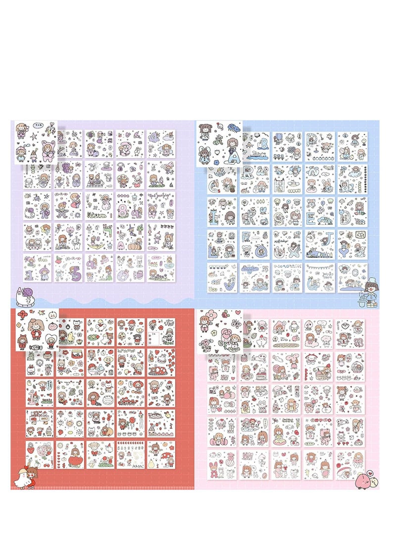 SYOSI 100 Sheets Small Cute Cartoon Character Plants Flowers Scrapbook Stickers, Kawaii Washi Stickers Photo Planner Stickers Party Favors Kid' Stickers for DIY Scrapbooking Embellishments Decorations  - Image 4