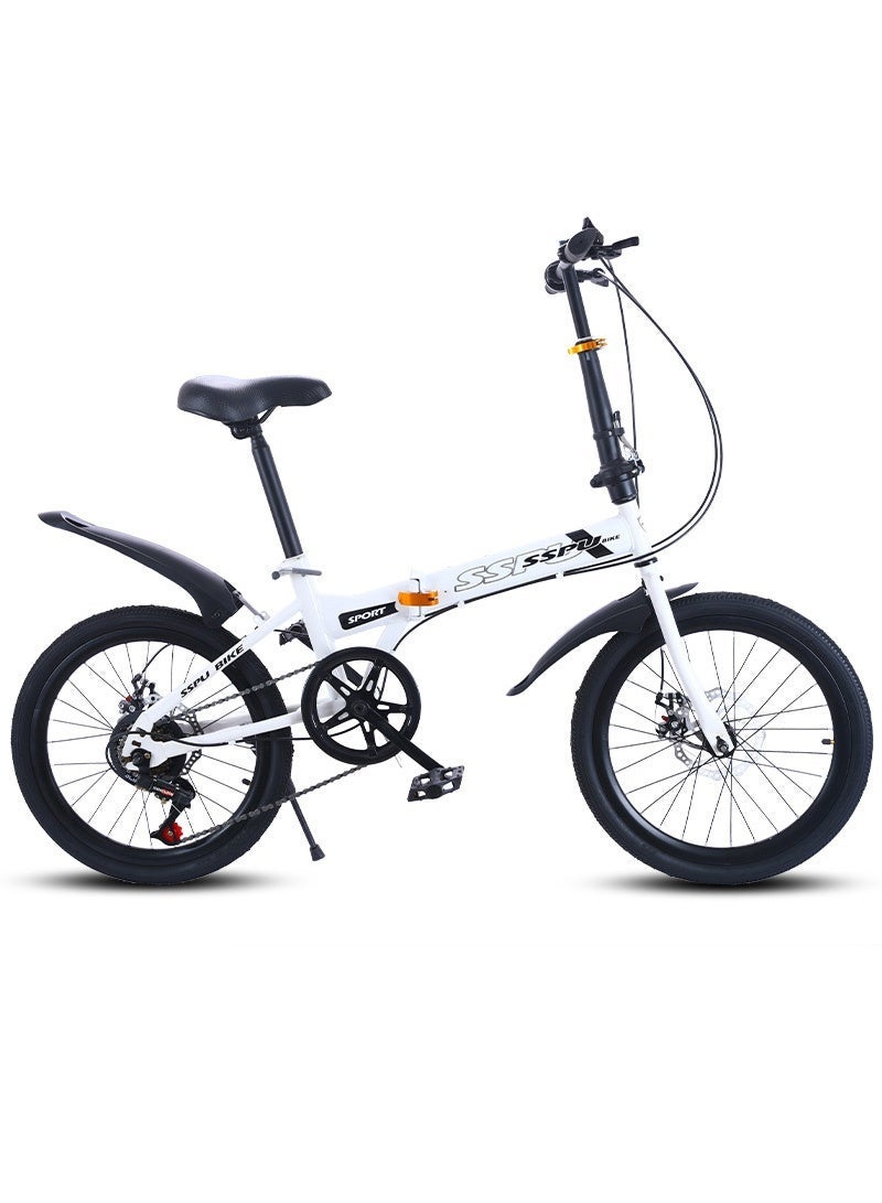 ET-LIFE 20-Inch Folding Bike – 7-Speed Mountain Bicycle with Carbon Steel Frame |14.7 Inch Wheel Size|Front Suspension | Knobby Tires | Dual Brakes | Satin Silver - Image 1