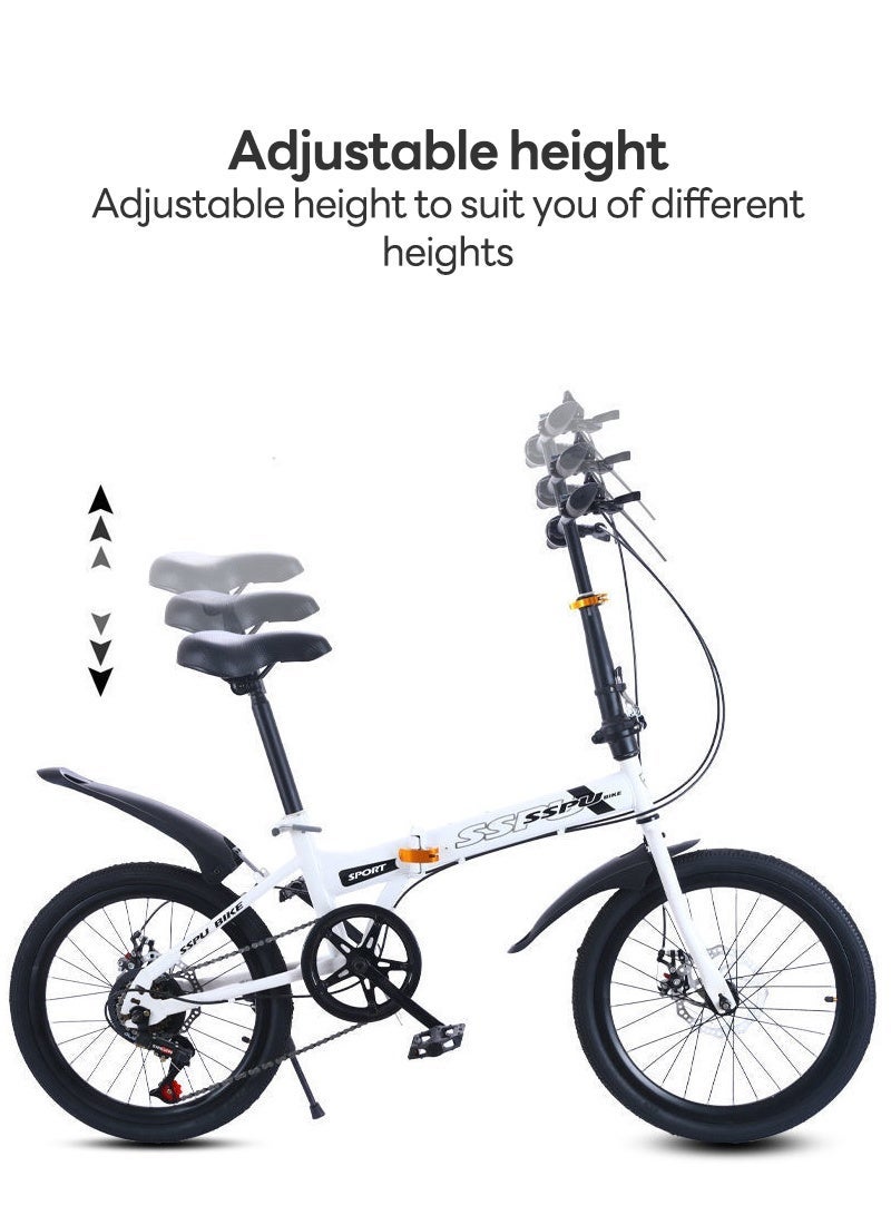 ET-LIFE 20-Inch Folding Bike – 7-Speed Mountain Bicycle with Carbon Steel Frame |14.7 Inch Wheel Size|Front Suspension | Knobby Tires | Dual Brakes | Satin Silver - Image 2