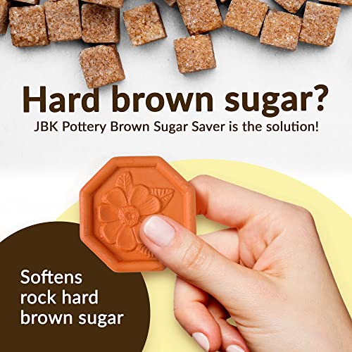 JBK Pottery Terracotta Brown Sugar Saver – Handmade Terra Cotta Keeper with Decorative Flower Discs – Food-Safe, Made in the USA - Flower - Image 2