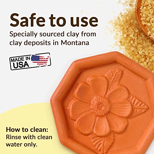 JBK Pottery Terracotta Brown Sugar Saver – Handmade Terra Cotta Keeper with Decorative Flower Discs – Food-Safe, Made in the USA - Flower - Image 5