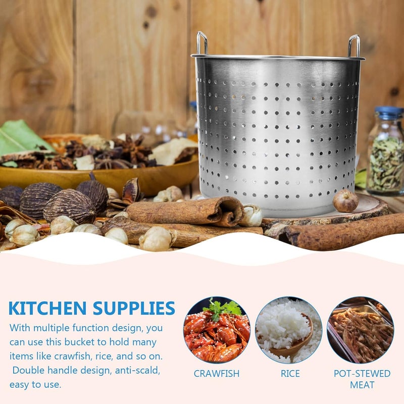 Seafood Boiling Pot Metal Leaky Bucket for Kitchen Stainless Steel Crawfish Pot Seafood Boil Pot Multi-use Crawfish Pot Stainless Steel Stock Pot - Image 4