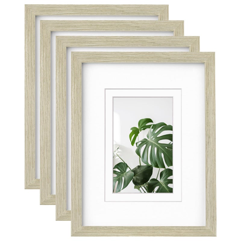 Egofine 9x12 إطارات الصور 4pcs مغطاة بإطارات خشبية زجاجية للصور 5x7/6x8 مع حصيرة أو 9x12 بدون طاولة حصيرة وشاشة تصاعد الجدار حبة الخشب المتعثرة - Image 1