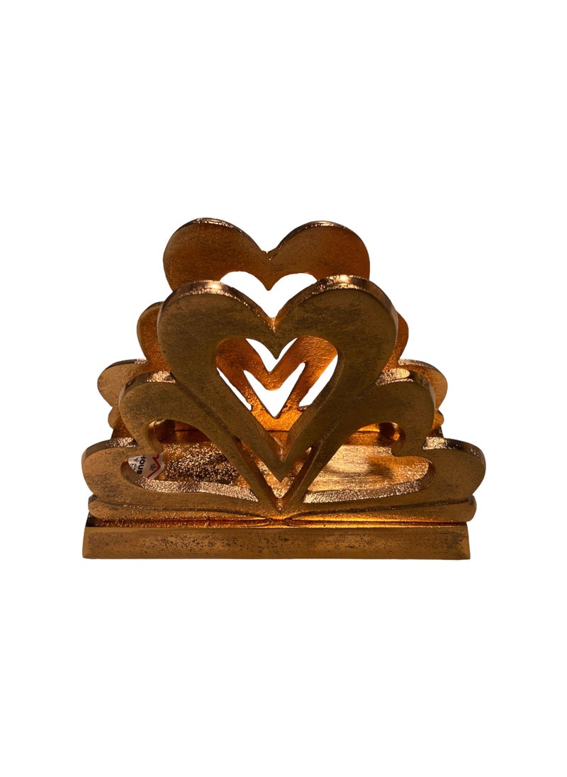 Generic - NAPKIN HOLDER HEART DESIGN HANDMADE BEAUTIFUL LUXURY DESIGN FOR HOME DÉCOR IN ROUGH ROSE GOLD FINISG 16X6X13 CENTIMETER - Image 1