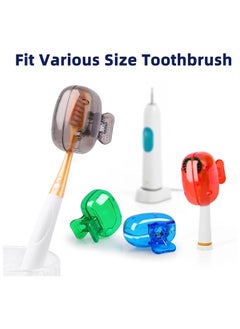 CMGTYYD 4 Pcs Travel Toothbrush Head Covers Protective Toothbrush Dust Cover Travel Brush Case, Green, Red, Blue, Transparent  - Image 2