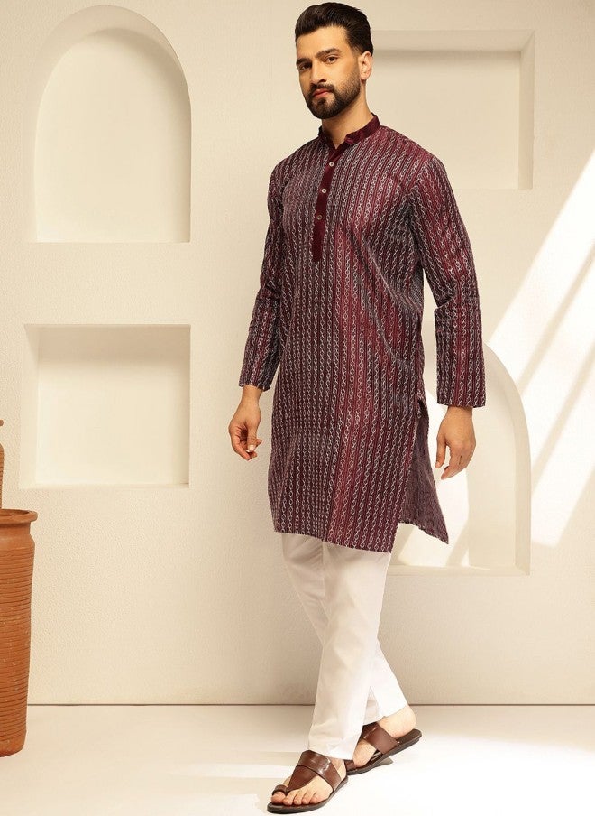 Sojanya Embroidered Silk Blend Kurta with Solid Pyjamas for Men - Image 1