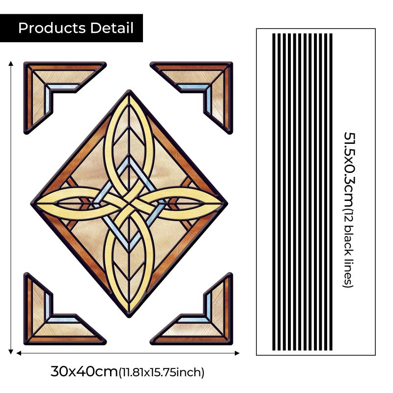 ADD.HERES Window Stickers, â€ŒStained Glass Window Privacy Film, UV Blocking Static Cling for Home Kitchen Office Bathroom, Aurora's Knot, 11.81" X 15.75" - Image 2