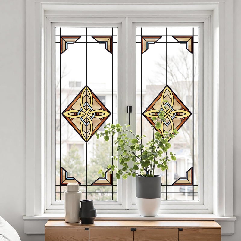 ADD.HERES Window Stickers, â€ŒStained Glass Window Privacy Film, UV Blocking Static Cling for Home Kitchen Office Bathroom, Aurora's Knot, 11.81" X 15.75" - Image 4
