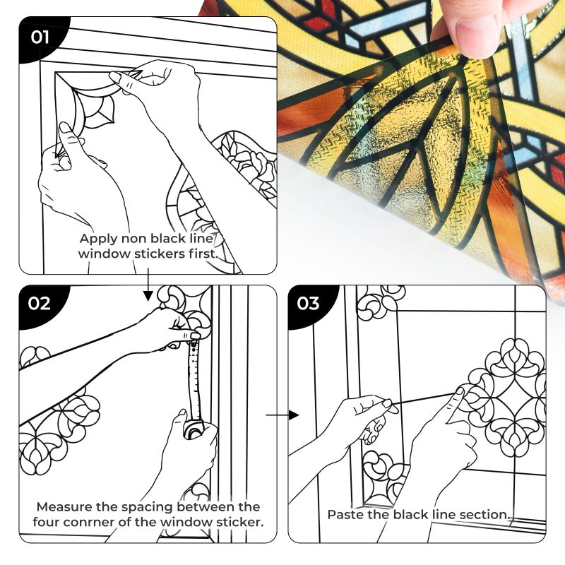 ADD.HERES Window Stickers, â€ŒStained Glass Window Privacy Film, UV Blocking Static Cling for Home Kitchen Office Bathroom, Aurora's Knot, 11.81" X 15.75" - Image 3