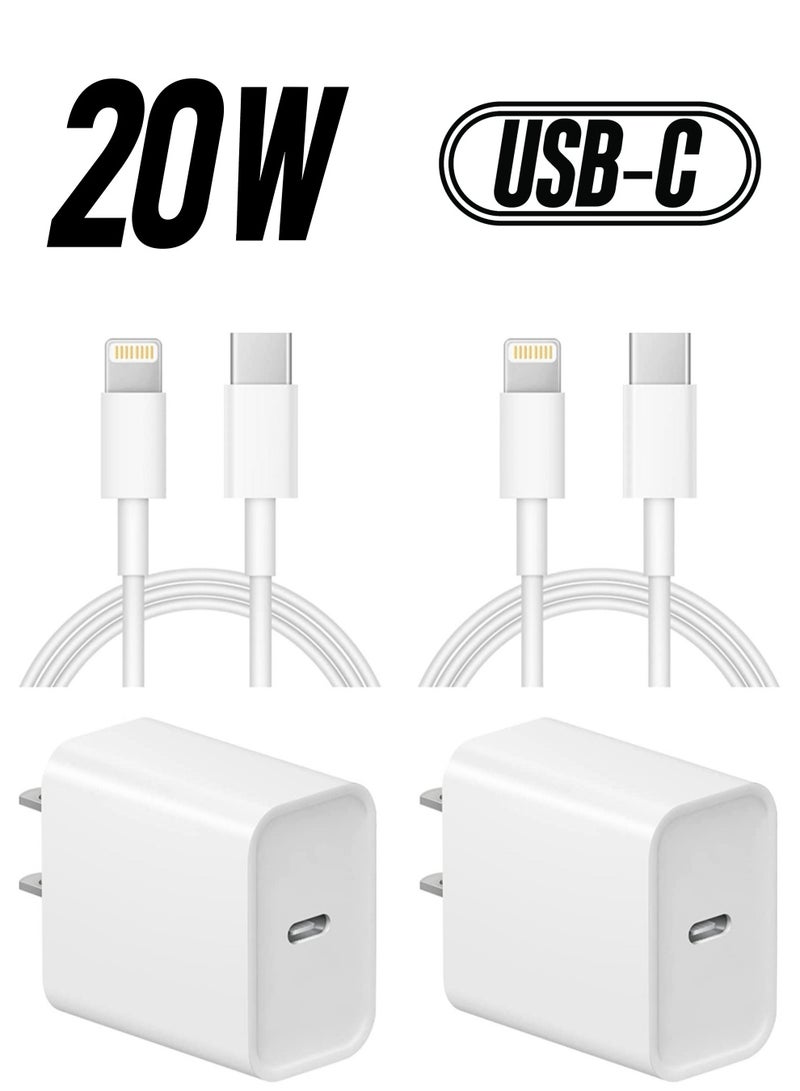 2 piece USB C Fast Charger -MFi Certified - 20W PD Fast Charger with 6FT C to Type C Charger Adapter Compatible with iPhone 13/13 Pro/iPhone 12/12 Mini/12 Pro/12 Pro Max/11 Pro Max/XS Max/XS/XR/X  - Image 1