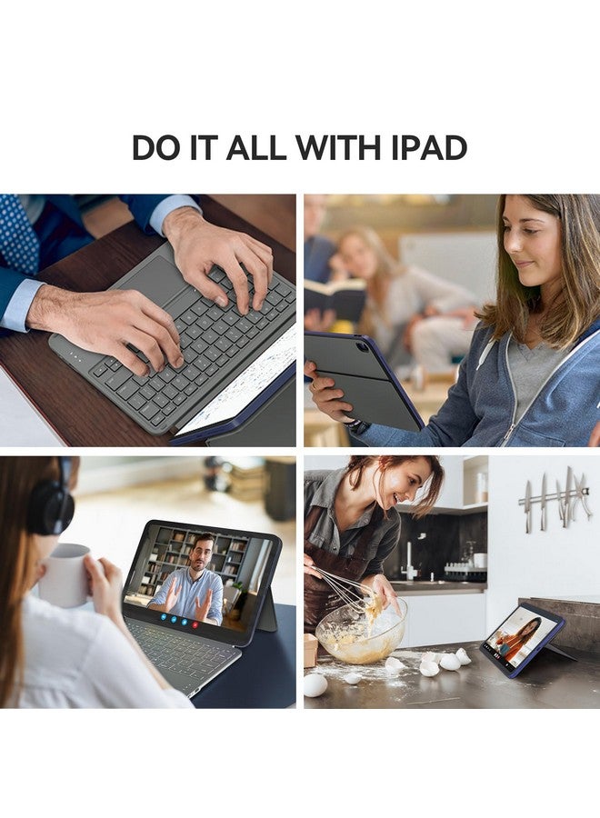 أوسدوم حافظة لمس لجهاز iPad الجيل العاشر مع لوحة مفاتيح (10.9 بوصة، 2022) وiPad 11 (A16، 2025): حافظة بحامل مغناطيسي منفصل، ولوحة تتبع متعددة اللمس، ولوحة مفاتيح لاسلكية قابلة لإعادة الشحن مع مفاتيح بإضاءة خلفية، باللون الرمادي  - Image 3