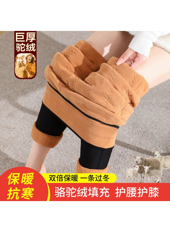Modal Camel Hair Leggings For Women, Autumn And Winter, Mom'S Outdoor Wear, Cotton-Padded, Extra Thick, Northeast Special Thick, Integrated Fleece Thermal Pants, Cotton Pants For Women - Image 2
