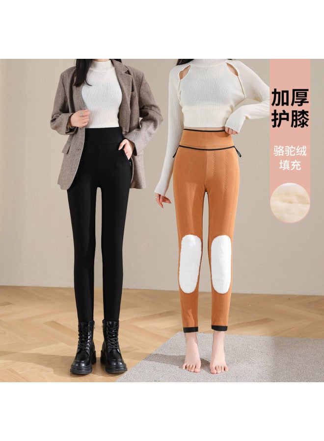 Modal Camel Hair Leggings For Women, Autumn And Winter, Mom'S Outdoor Wear, Cotton-Padded, Extra Thick, Northeast Special Thick, Integrated Fleece Thermal Pants, Cotton Pants For Women - Image 3