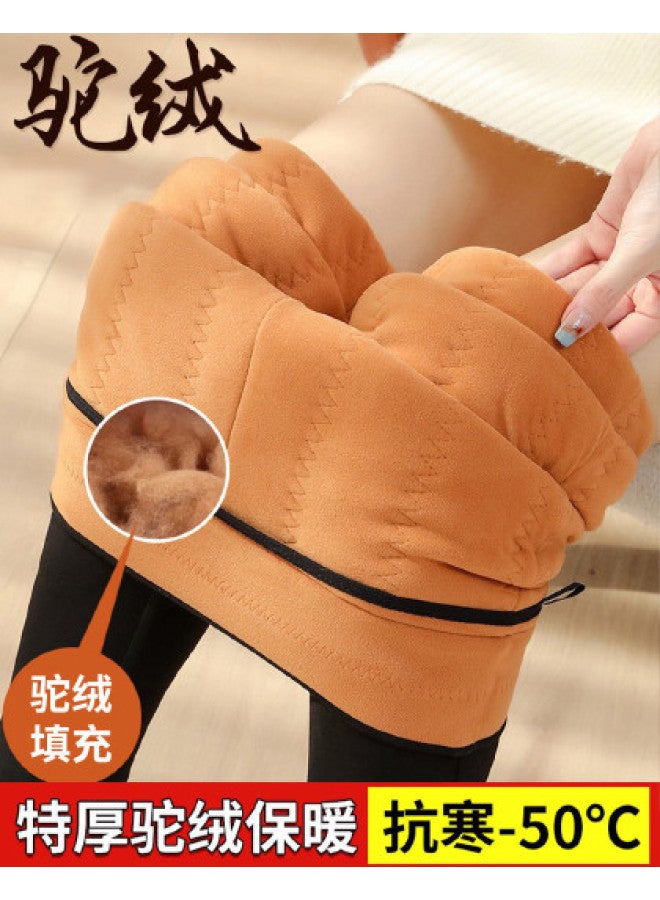 Modal Camel Hair Leggings For Women, Autumn And Winter, Mom'S Outdoor Wear, Cotton-Padded, Extra Thick, Northeast Special Thick, Integrated Fleece Thermal Pants, Cotton Pants For Women - Image 1