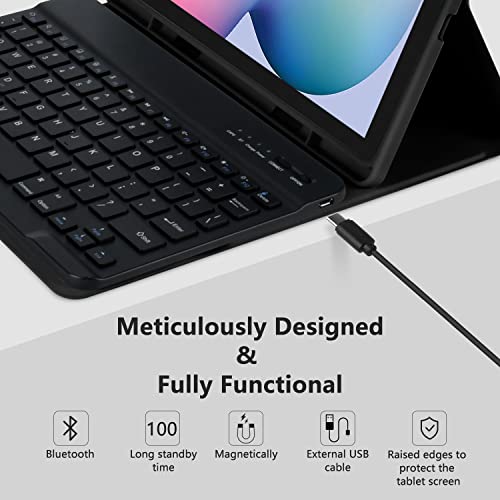 MMK Keyboard Case for Samsung Galaxy Tab S6 Lite 10.4" 2020(SM-P610/ SM-P615), with Pencil Holder and Detachable Wireless Bluetooth Keyboard, Multi-Angle Viewing Soft TPU Back Cover(Black) - Image 3