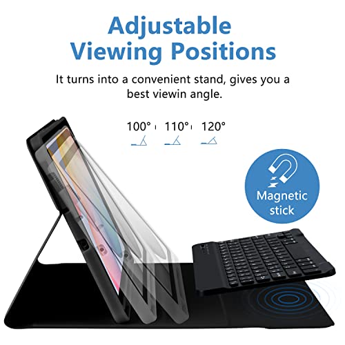 MMK Keyboard Case for Samsung Galaxy Tab S6 Lite 10.4" 2020(SM-P610/ SM-P615), with Pencil Holder and Detachable Wireless Bluetooth Keyboard, Multi-Angle Viewing Soft TPU Back Cover(Black) - Image 4