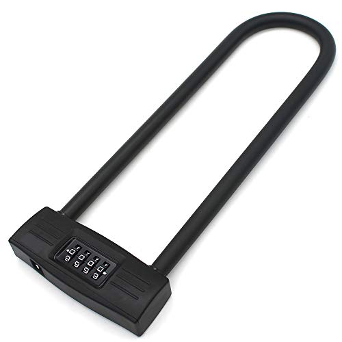 TEMEILI mioni 4 Digit U-Lock Motorcycle Lock/Bike Lock-resettable Combination U-Lock/D Bicycle Lock/Door Lock-, fix The Bicycle Without Carrying The Key. (Black) - Image 1