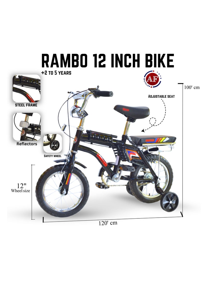 AF BABY United Children’s Upgraded Rambo Bike – 12-Inch Adventure Bike with Durable Frame, Off-Road Tires, Comfortable Seat, and Sturdy Design for Fun Outdoor Rides  - Image 1