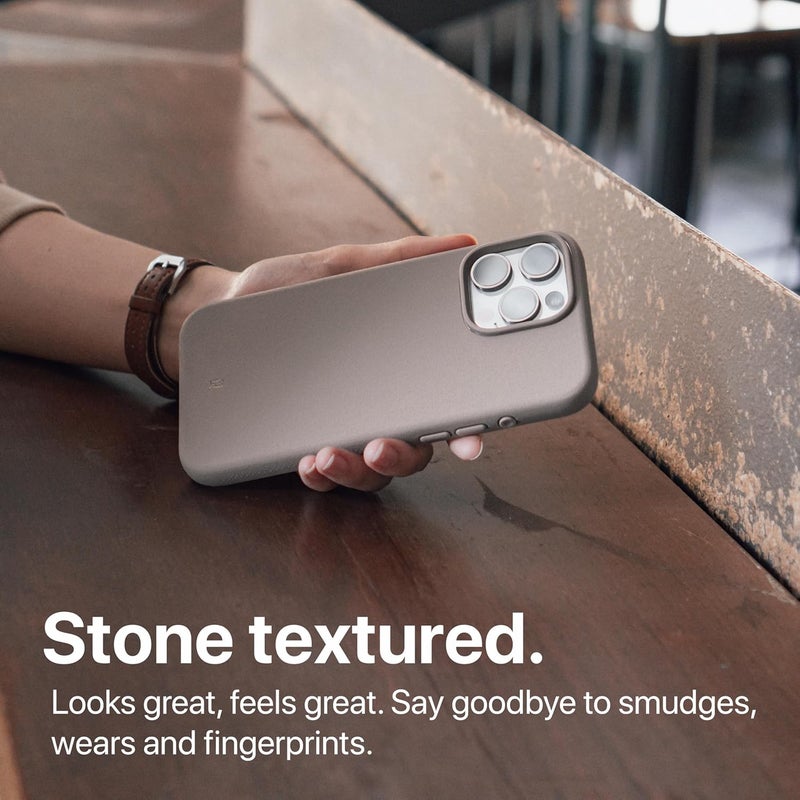 TineeOwl حافظة TineeOwl المغناطيسية لجهاز iPhone 15 Pro Max - سلسلة Dune، متوافقة مع MagSafe TPU، نحيفة/نحيفة بسيطة، قبضة مع بطانة من الألياف الدقيقة، زر إجراء دائري (حجر رملي، iPhone 15) - Image 4