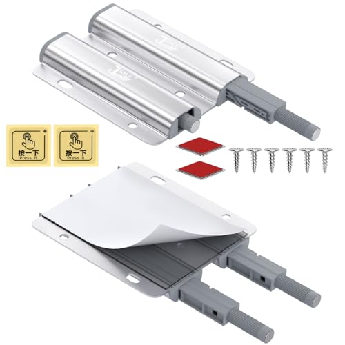 Jiayi Metal Cabinet Door Catches Heavy Duty 2 Pack Double Cabinet Push to Open Door Latch Touch Latches Kitchen Door Push Release Latch for Drawer Closure Push Catch Press Out Cabinet Hardware - Image 1