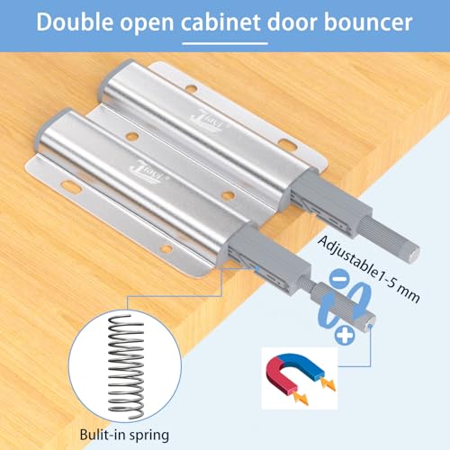 Jiayi Metal Cabinet Door Catches Heavy Duty 2 Pack Double Cabinet Push to Open Door Latch Touch Latches Kitchen Door Push Release Latch for Drawer Closure Push Catch Press Out Cabinet Hardware - Image 3