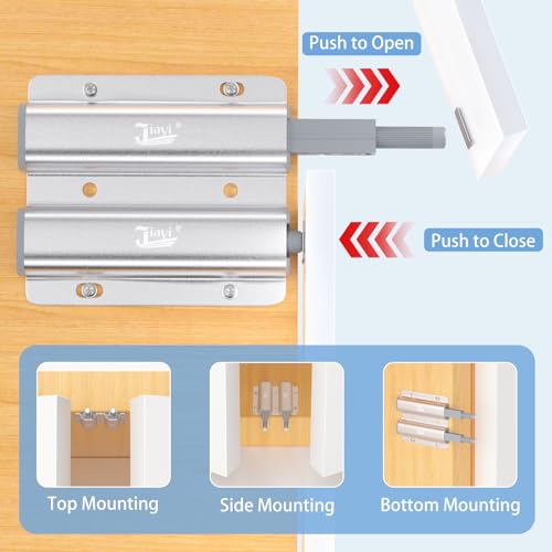 Jiayi Metal Cabinet Door Catches Heavy Duty 2 Pack Double Cabinet Push to Open Door Latch Touch Latches Kitchen Door Push Release Latch for Drawer Closure Push Catch Press Out Cabinet Hardware - Image 2