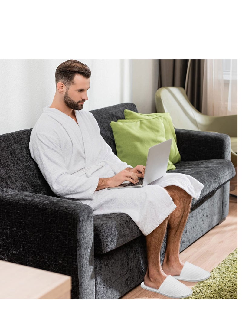 Disposable Slippers 4 Pairs Closed Toe Spa Slippers Coral Fleece Washable Home Slippers for Women Men Guests Hotels House Slippers Housewarming Party Indoors Bathroom Traveling (White)  - Image 3