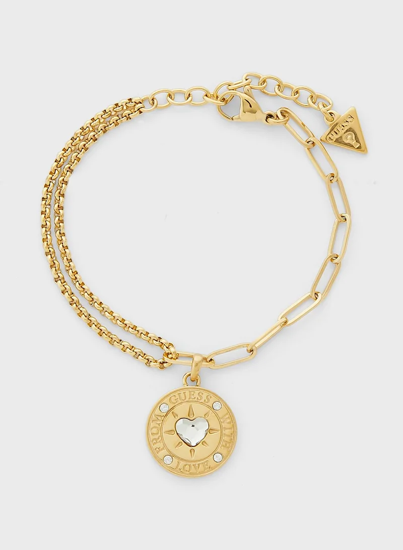 GUESS Double Chain Charm Bracelet