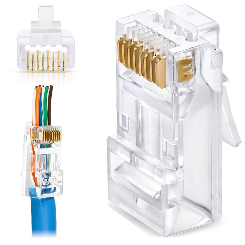 SETH ENTERPRISES (Cat 6a 10pcs pack Pass Through RJ45 UTP Gold Plated Connector 23AWG Ethernet Cable Ends for Solid Wire & Standard UTP Cable - Image 1