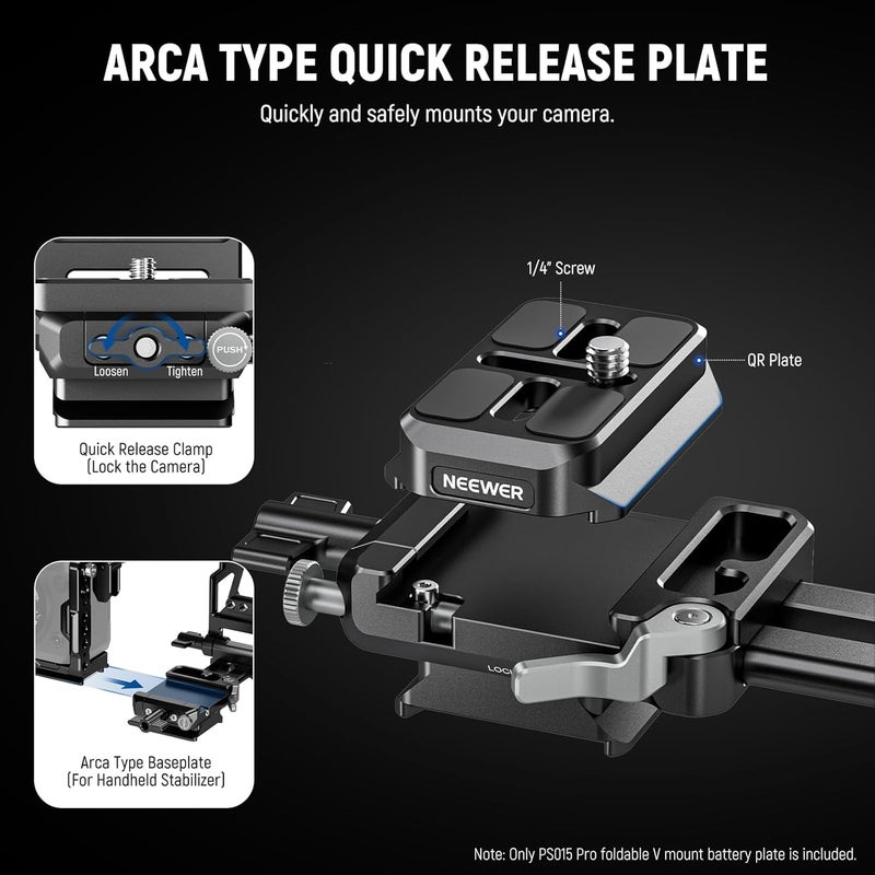 Diverse purchase options Foldable V Mount Battery Plate with Quick Change Camera Base Plate Type Arca DSLR Camera Video Rig, Compatible with SmallRig V Mount Battery Cage DJI RS4 RS3 Gimbal, PS015 PRO Precision made - Image 3