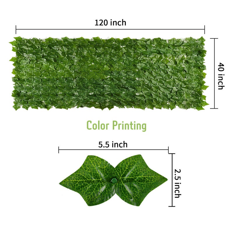 Jinwu Artificial Ivy Privacy Fence Screen, 39.4x118 in Artificial Faux Ivy Hedge, Expandable Faux Privacy Fence with 80 pcs Zip Ties, Decoration for Outdoor Garden, Color Printing Sweet Potato Leaves - Image 2