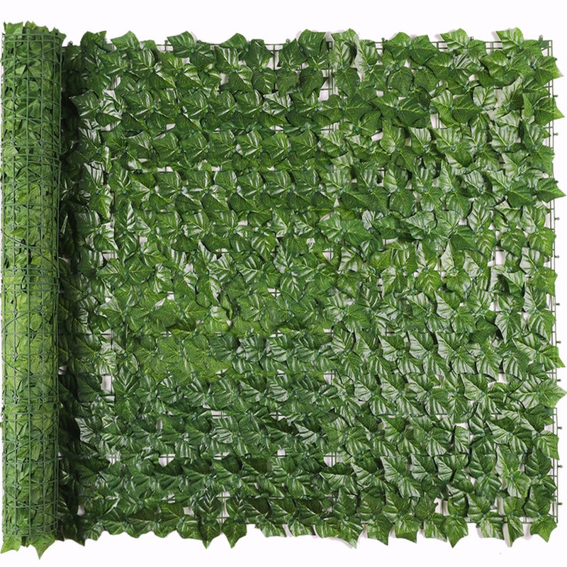 Jinwu Artificial Ivy Privacy Fence Screen, 39.4x118 in Artificial Faux Ivy Hedge, Expandable Faux Privacy Fence with 80 pcs Zip Ties, Decoration for Outdoor Garden, Color Printing Sweet Potato Leaves - Image 1