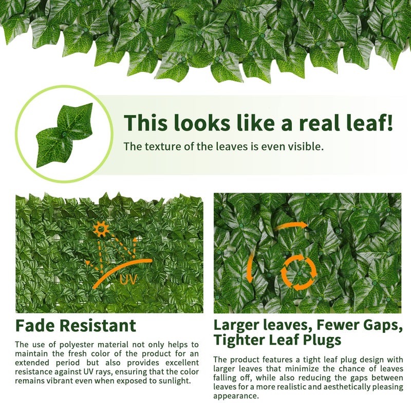 Jinwu Artificial Ivy Privacy Fence Screen, 39.4x118 in Artificial Faux Ivy Hedge, Expandable Faux Privacy Fence with 80 pcs Zip Ties, Decoration for Outdoor Garden, Color Printing Sweet Potato Leaves - Image 4