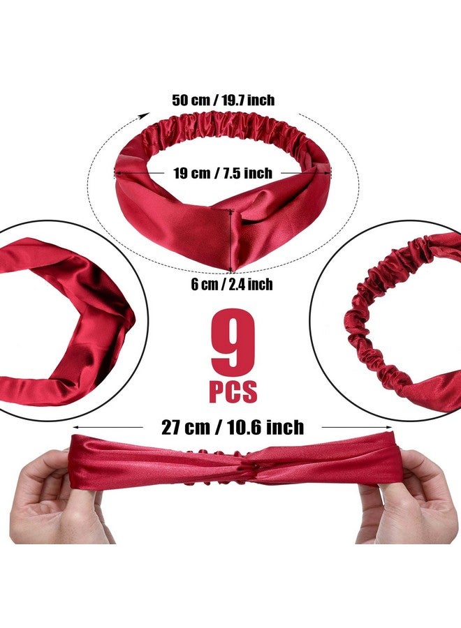 Mtlee 9 Pieces Silky Headband Elastic Silky Hair Wrap Silky Hair Band For Washing Face Twisted Silk Head Wrap Adjustable Satin Headbands Silky Turban Headband For Women Girls Hair Wrap Accessory 9 Colors - Image 3