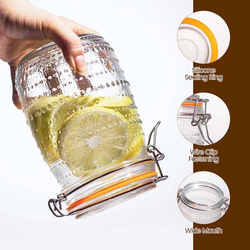 WACOI 32 Oz Glass Mason Jars with Airtight Lids 6 Pack, Wide Mouth Canning Jars with Clip Top Lids for Kitchen Storage Pickling Salad Jams Coffee Beans - Image 3