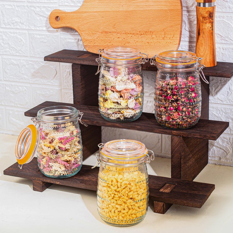 WACOI 32 Oz Glass Mason Jars with Airtight Lids 6 Pack, Wide Mouth Canning Jars with Clip Top Lids for Kitchen Storage Pickling Salad Jams Coffee Beans - Image 4