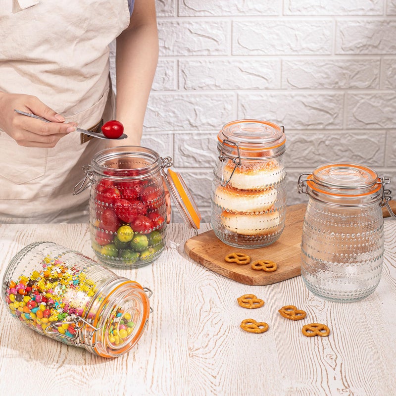 WACOI 32 Oz Glass Mason Jars with Airtight Lids 6 Pack, Wide Mouth Canning Jars with Clip Top Lids for Kitchen Storage Pickling Salad Jams Coffee Beans - Image 5