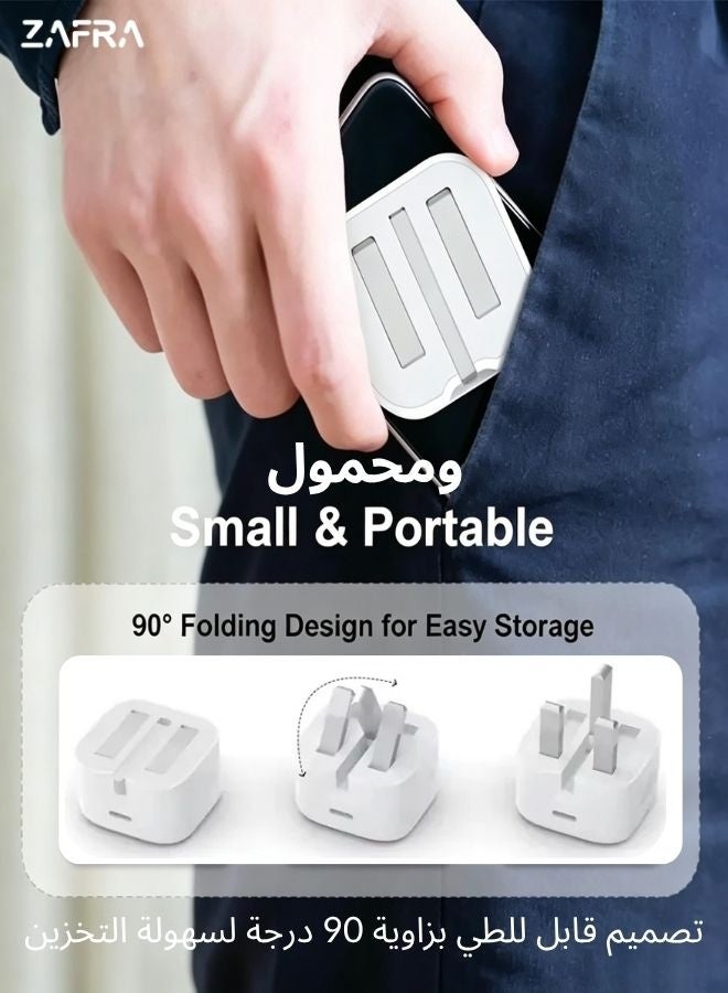 ZAFRA iPhone Fast Charger 20W, PD USB C Wall Charger with Foldable Plug + 1M Type-C to Lightning Cable, 20W Power Adapter for iPhone 14/13/12/11/SE/XR/X/8, iPad, AirPods - Image 2