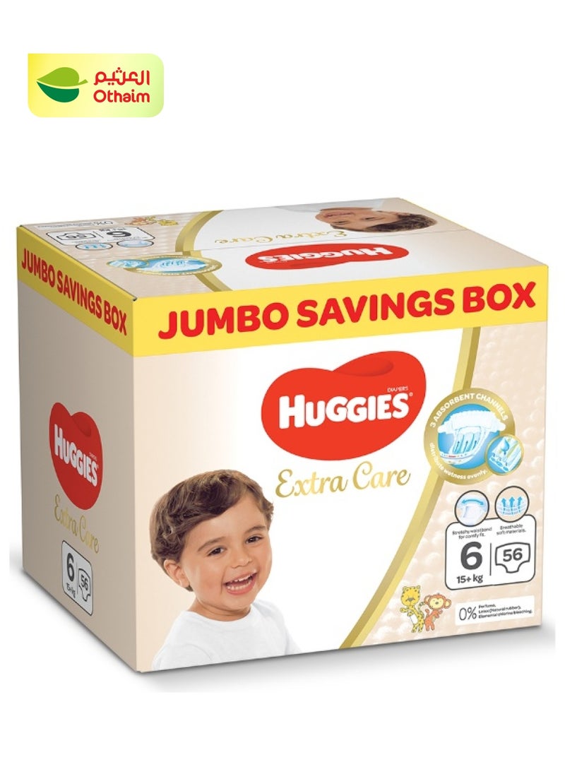 Huggies - Extra Care Baby Diapers, Size 6,15 Kg, Jumbo Pack, 56 Diapers - Image 1