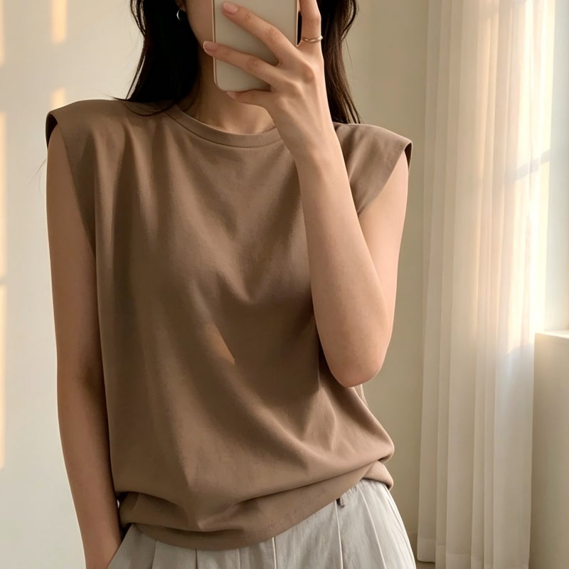 Women's Sleeveless Loose Round Neck T-Shirt - Image 1