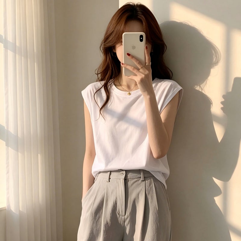 Women's Sleeveless Loose Round Neck T-Shirt - Image 4