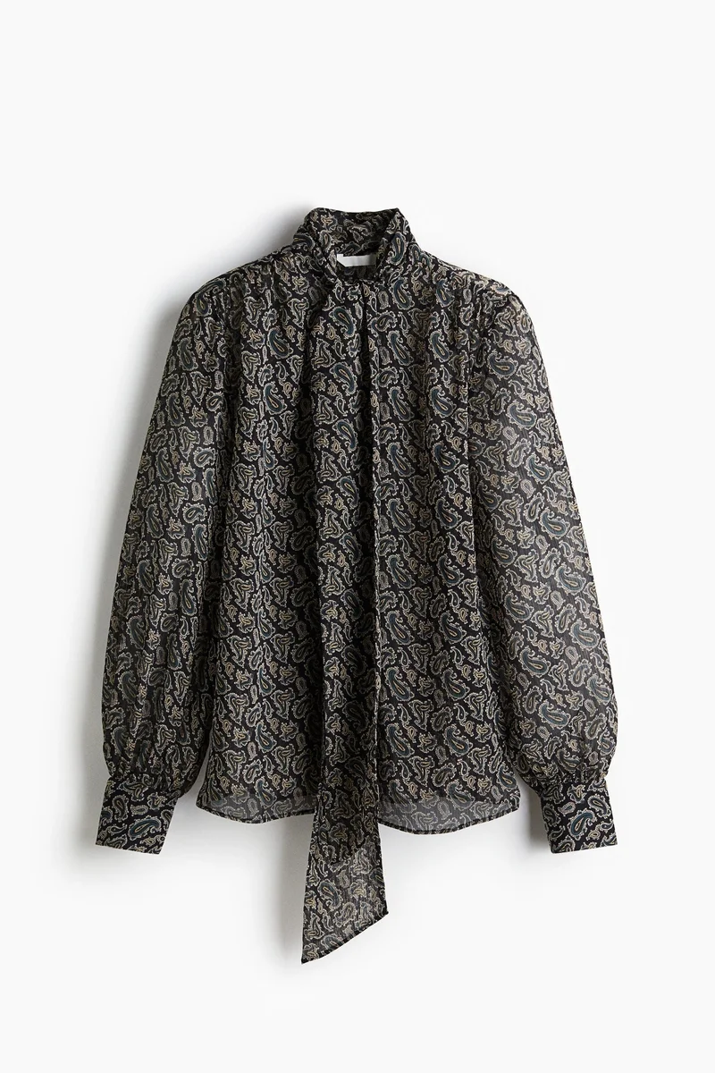 H&M Tie-neck chiffon blouse